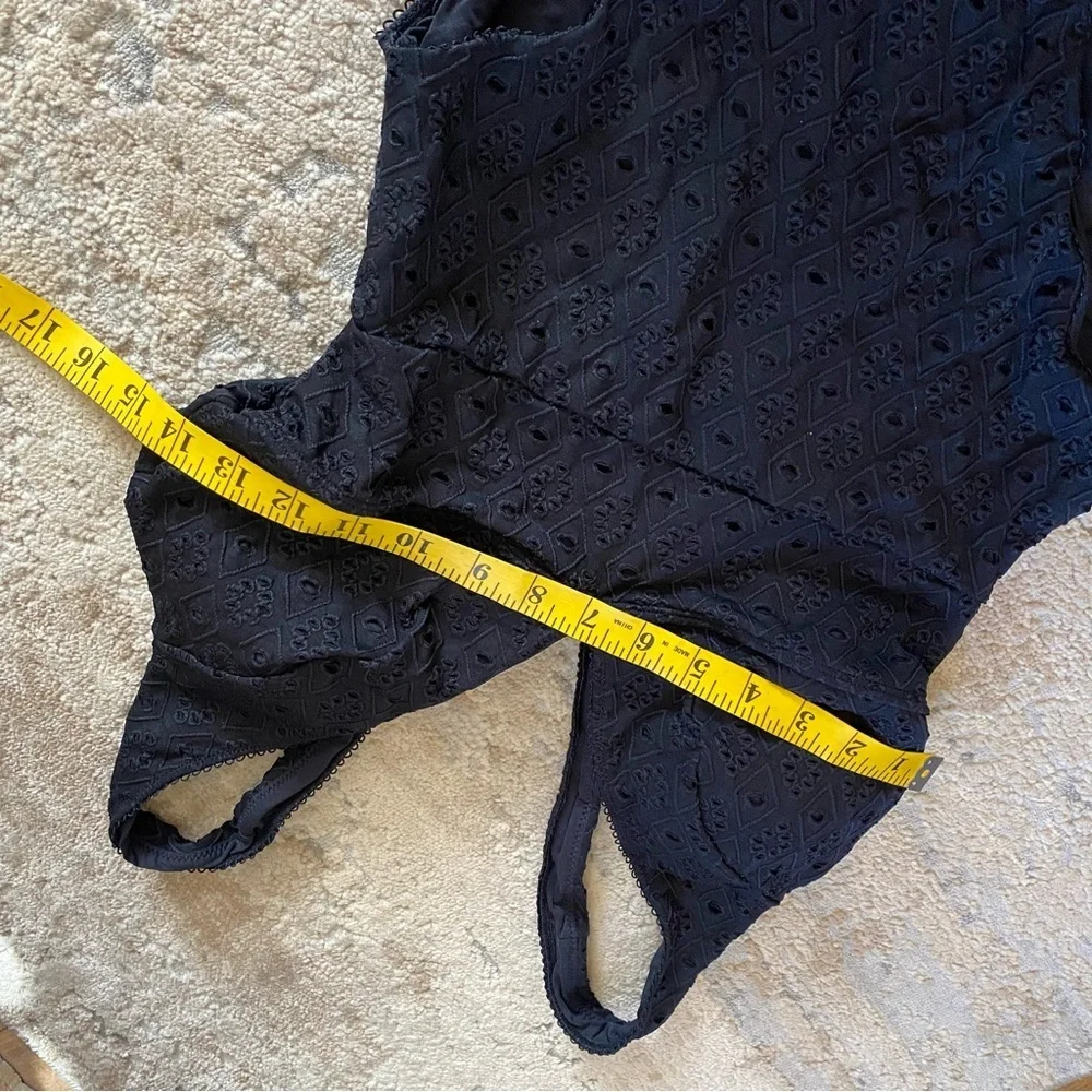 Adore Me Melony Black Eyelet Lace Textured One-Piece Swimsuit Solid Wireless: M